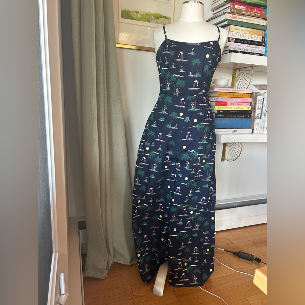 Collectif London Navy Tropical Flamingo Print Jumpsuit